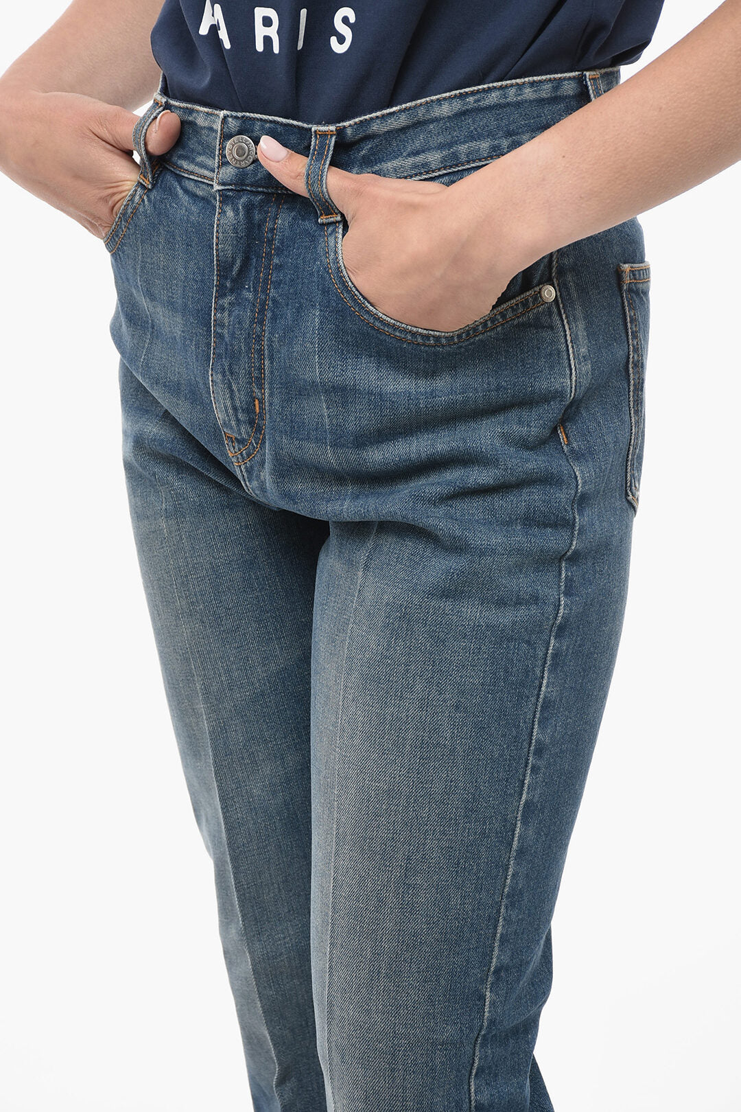 Stella McCartney 2405~Bootcut Cropped Jeans with Vintage Wash 27cm