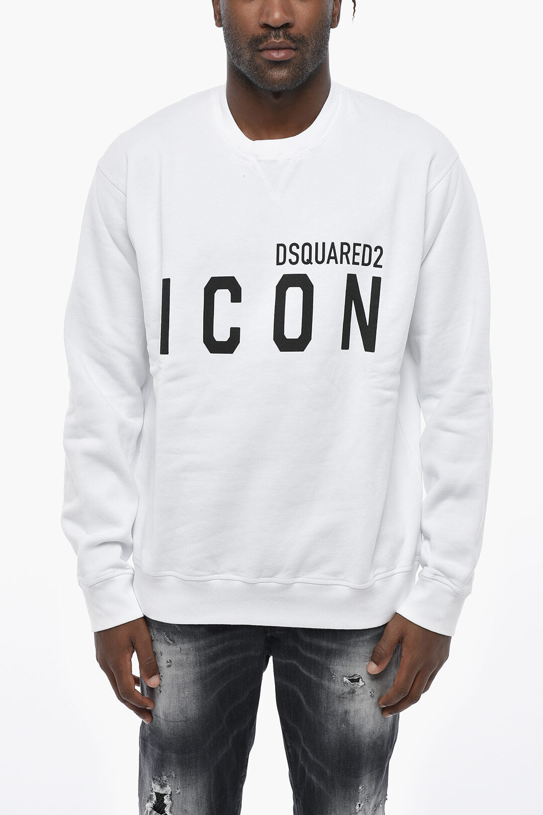 Dsquared2 2550~ICON Cotton Crewneck Sweatshirt with Logo Print