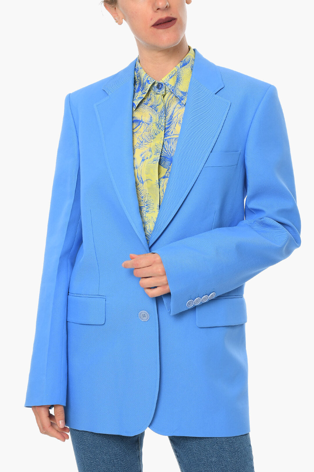 Stella McCartney 2750~Cotton-Blend Twill Blazer With Flap Pockets