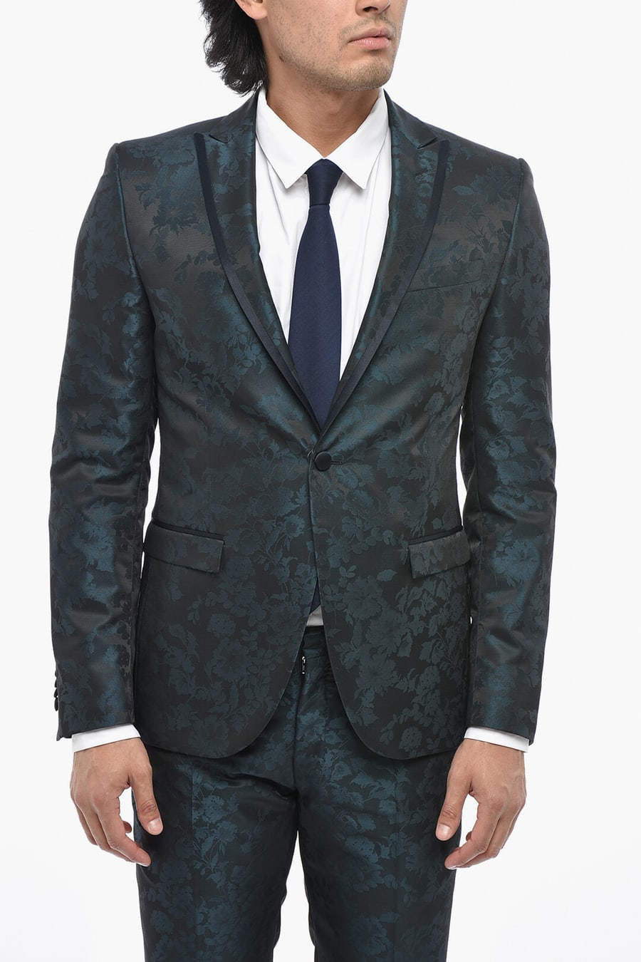Corneliani 2850~CC COLLECTION Damask Wool-Blend Suit with Satin Details, view 2