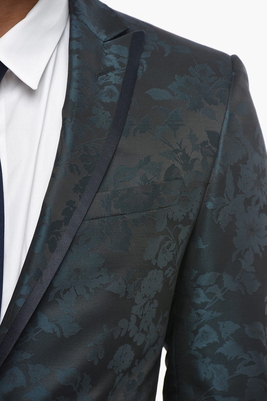 Corneliani 2850~CC COLLECTION Damask Wool-Blend Suit with Satin Details, view 3