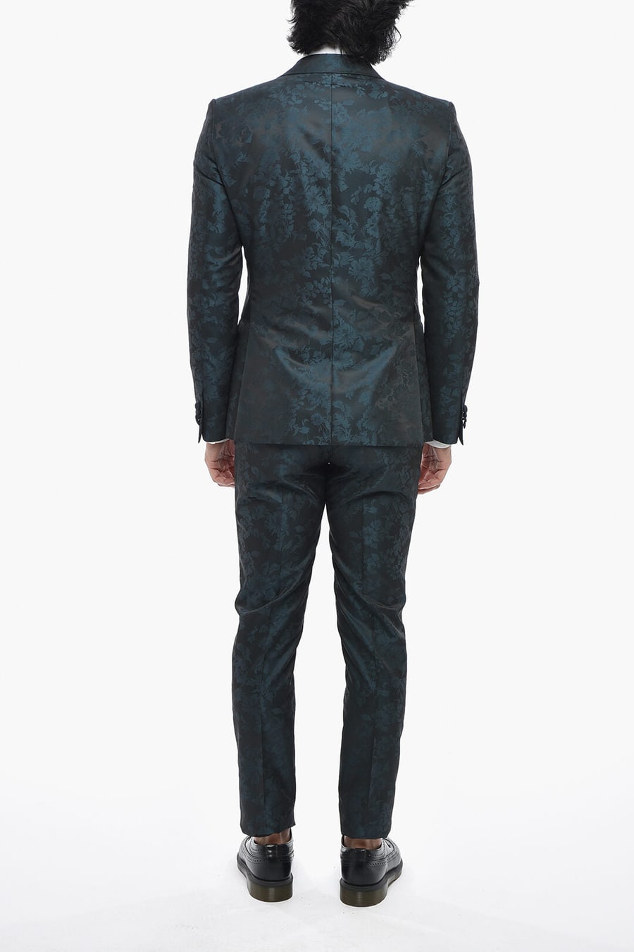 Corneliani 2850~CC COLLECTION Damask Wool-Blend Suit with Satin Details, view 4
