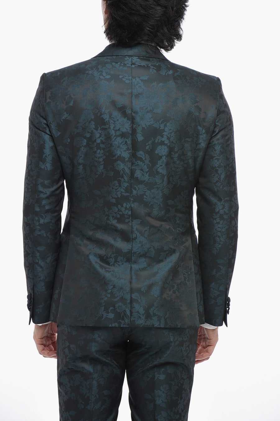 Corneliani 2850~CC COLLECTION Damask Wool-Blend Suit with Satin Details, view 5