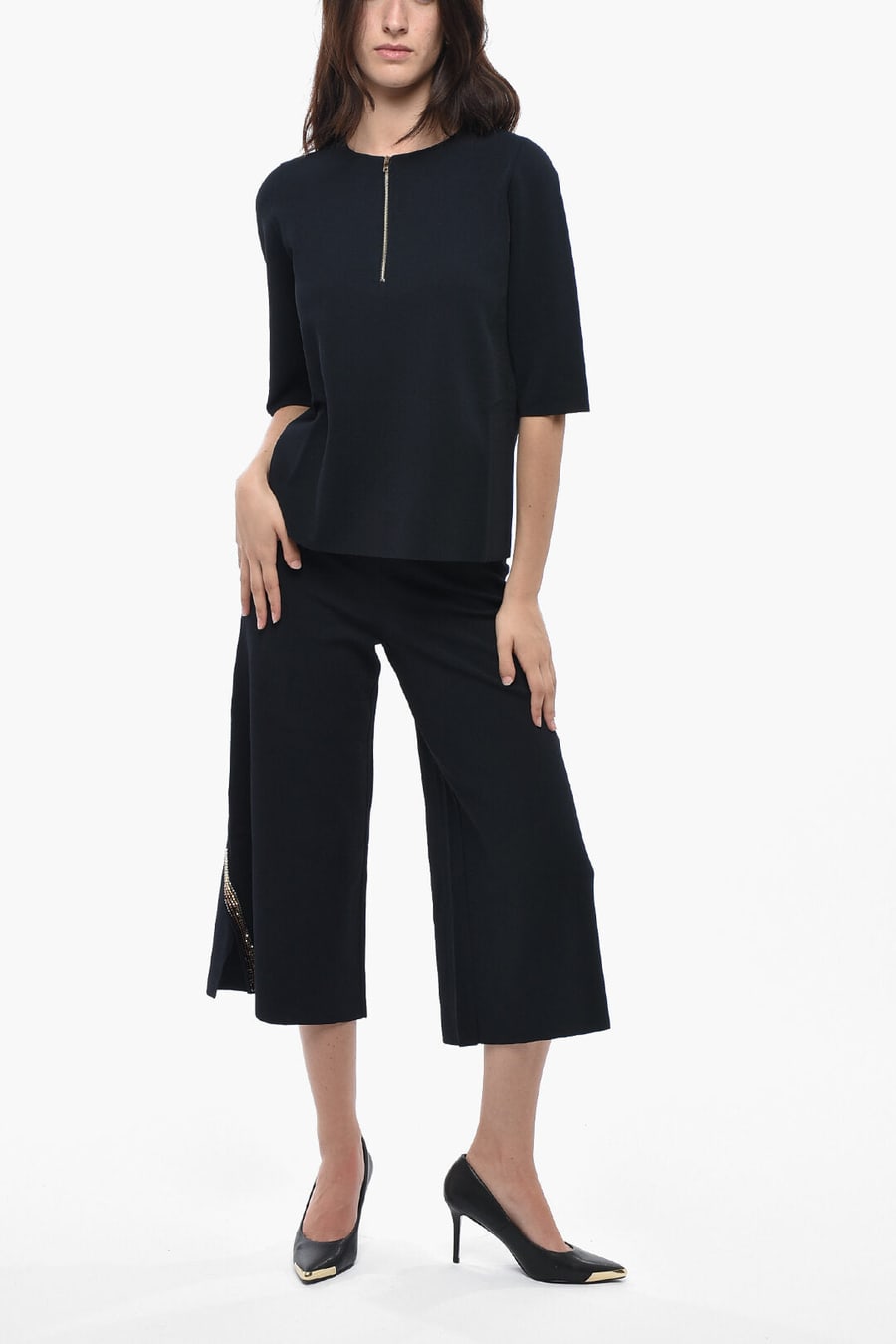 Stella McCartney 2550~Top in Maglia a Maniche Corte con Mezza Zip, view 4