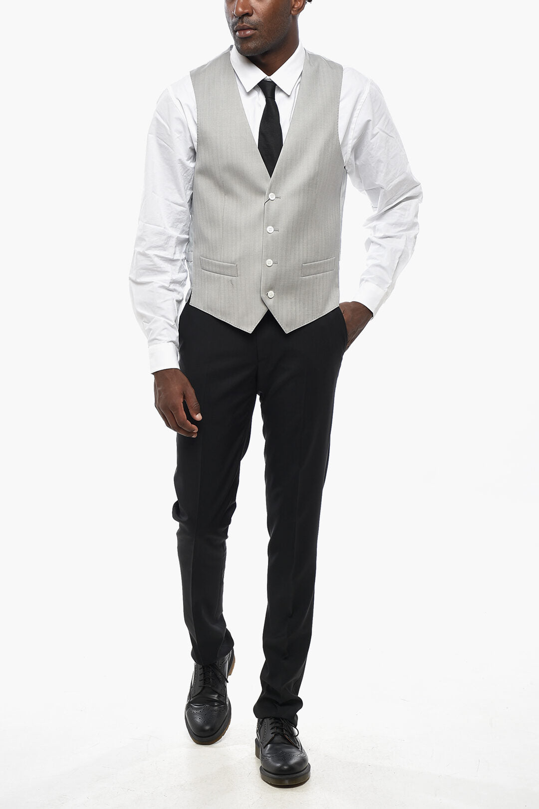 Corneliani 2470~CODE Virgin Wool Herringbone Waistcoat