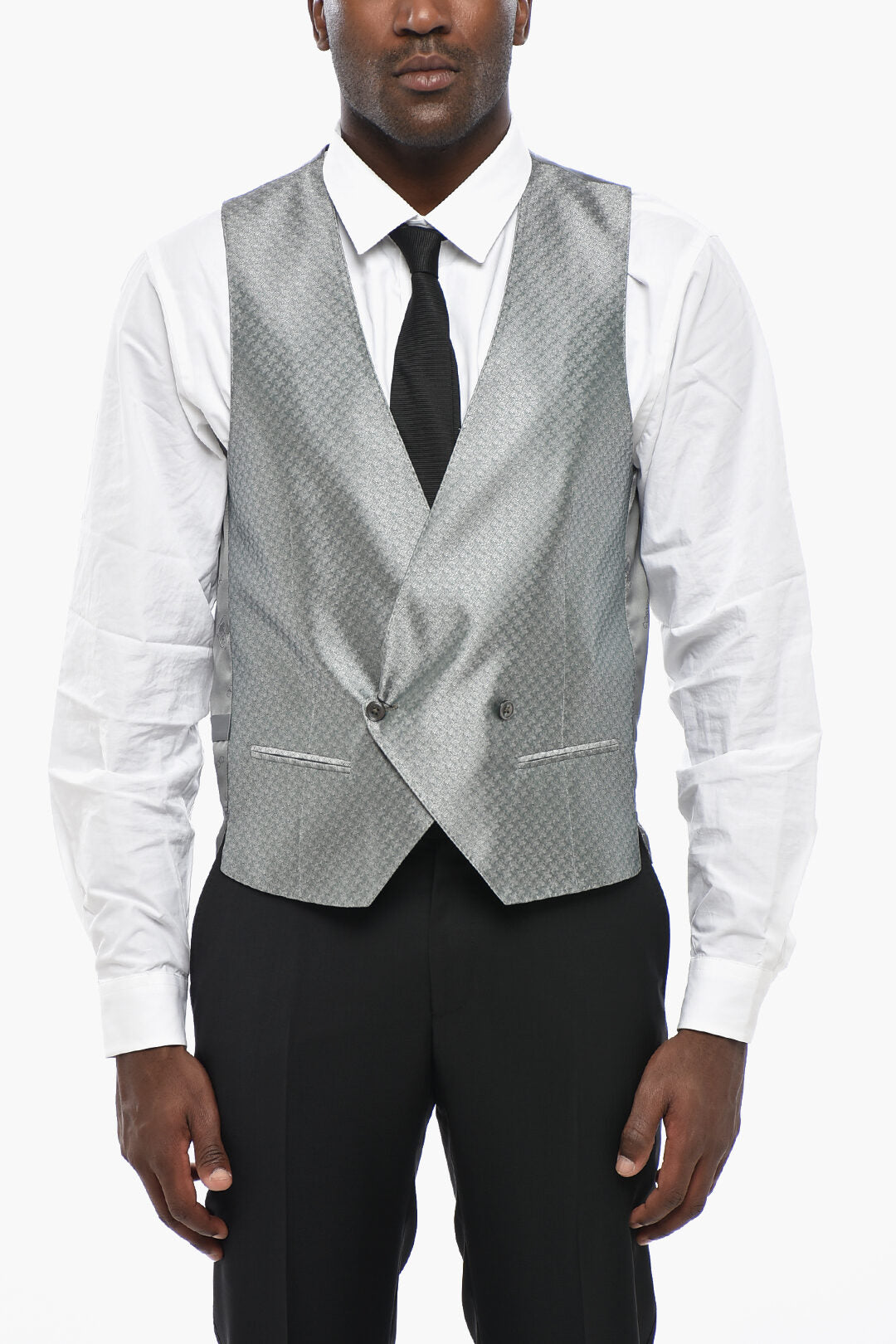 Corneliani 2470~Jacquard Silk Double-Breasted Waistcoat
