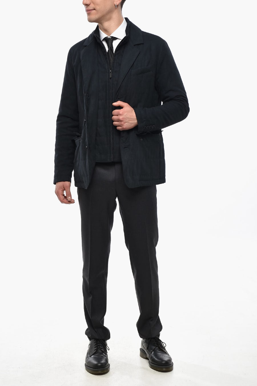 Corneliani 2405~CC COLLECTION Eco-Suede Quilted Jacket, view 4