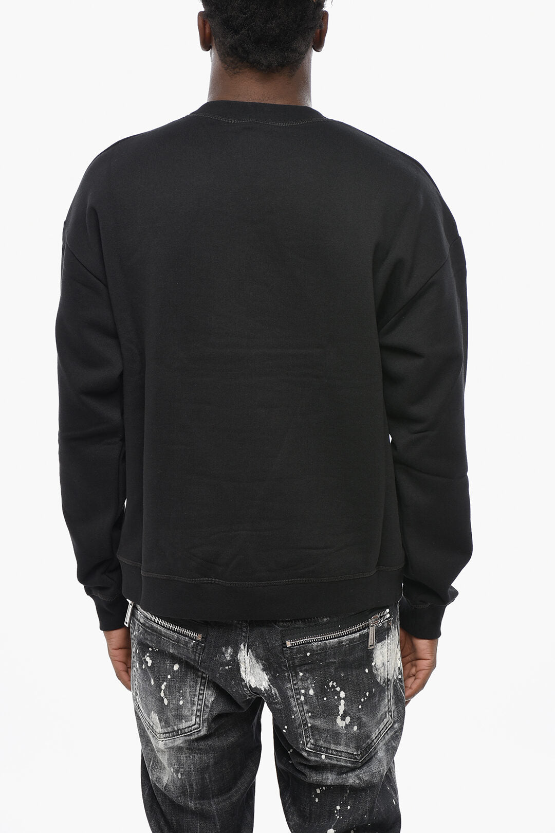 Dsquared2 3500~Crewneck Brushed-Cotton Sweatshirt RELAX FIT with Raised Silver Logo, view 2
