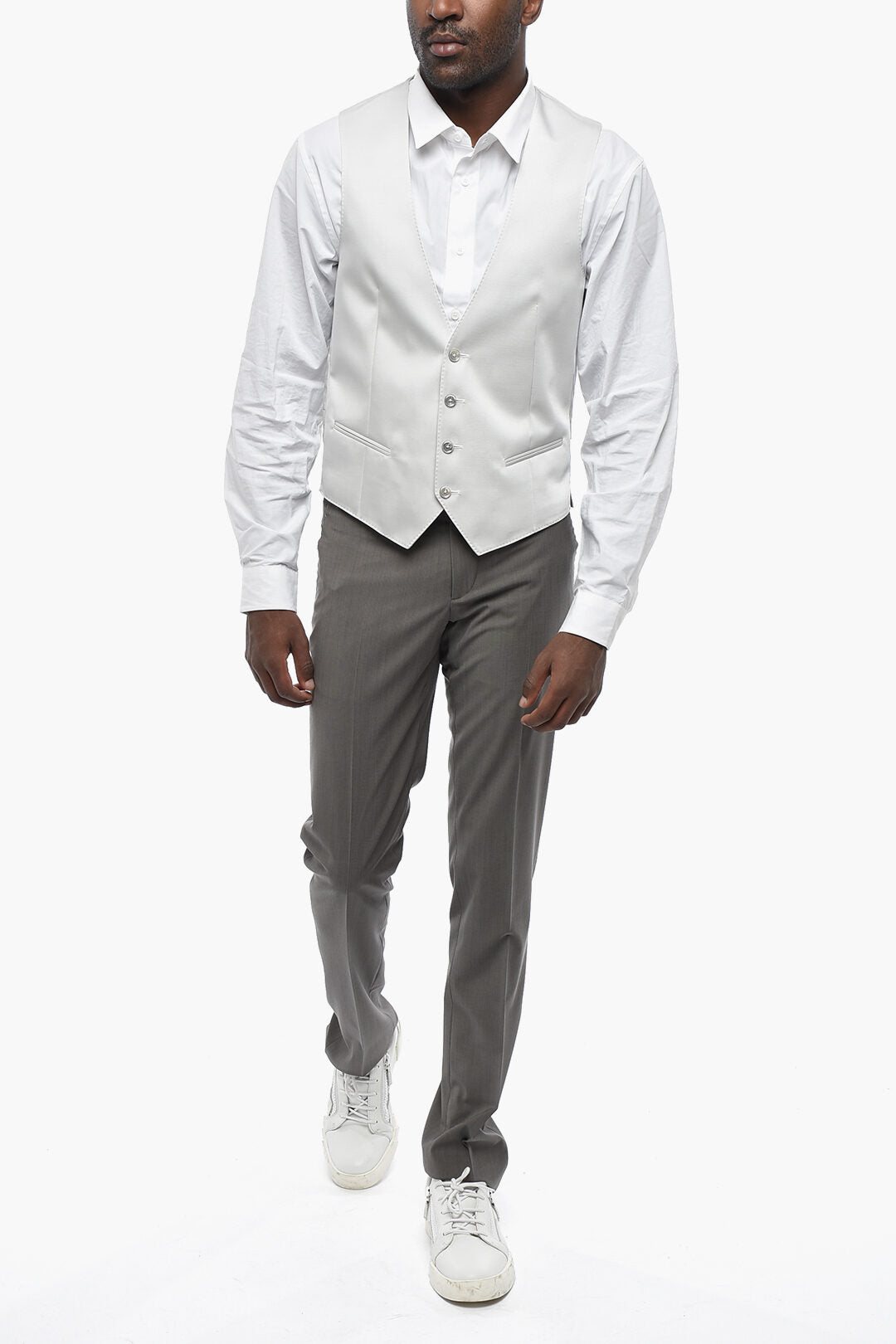 Corneliani 2470~CC COLLECTION Satin Waistcoat with Welt Pockets