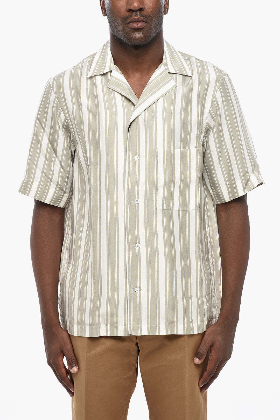 Corneliani 2850~CIRCLE Silk Striped Shirt