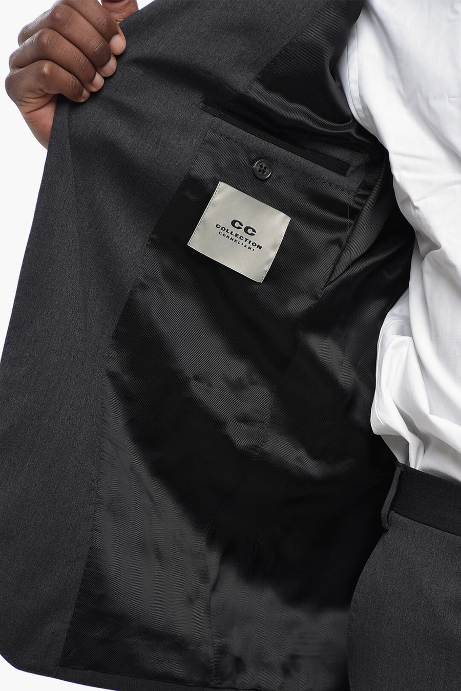 Corneliani 0401~CC COLLECTION Two-Button Virgin Wool Suit with Patch Pockets, view 6
