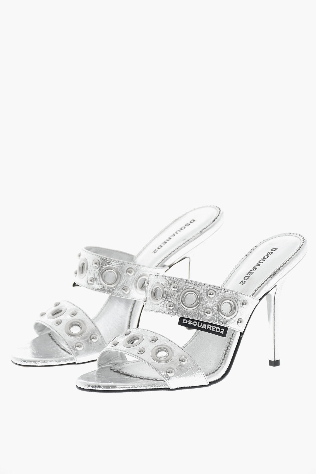 Dsquared2 3050~Cracked Leather Sandals with Metal Eyelet Details and 10cm Heel