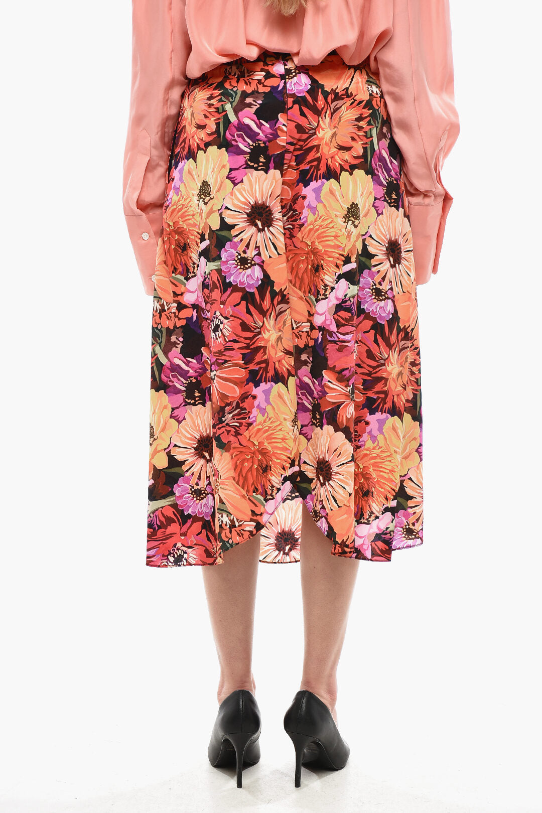Stella McCartney 3250~Silk Flared Midi Skirt with Floral Pattern