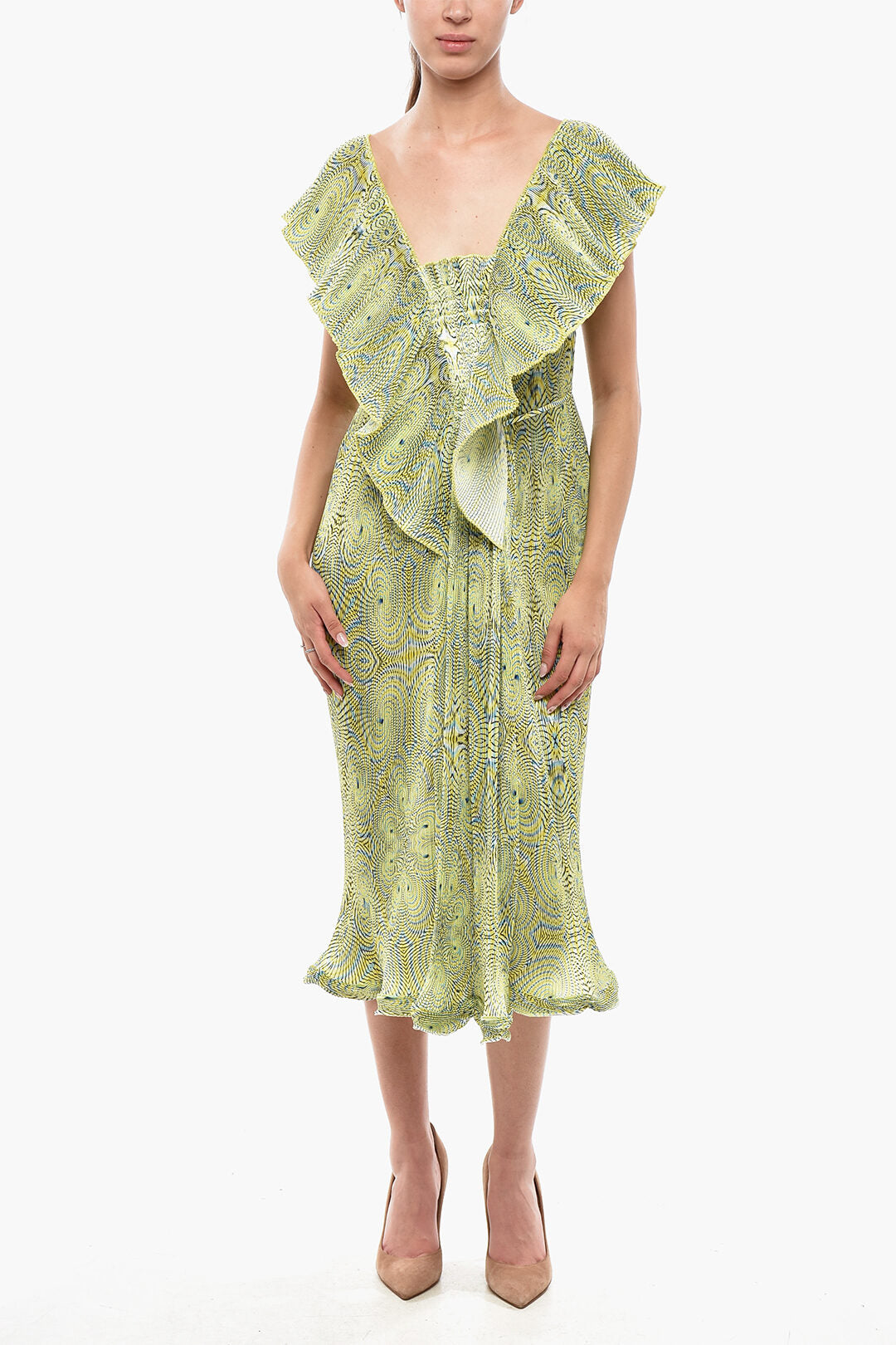 Stella McCartney 3250~Pleated Dress HALLUCINOGENIC with Geometric Pattern