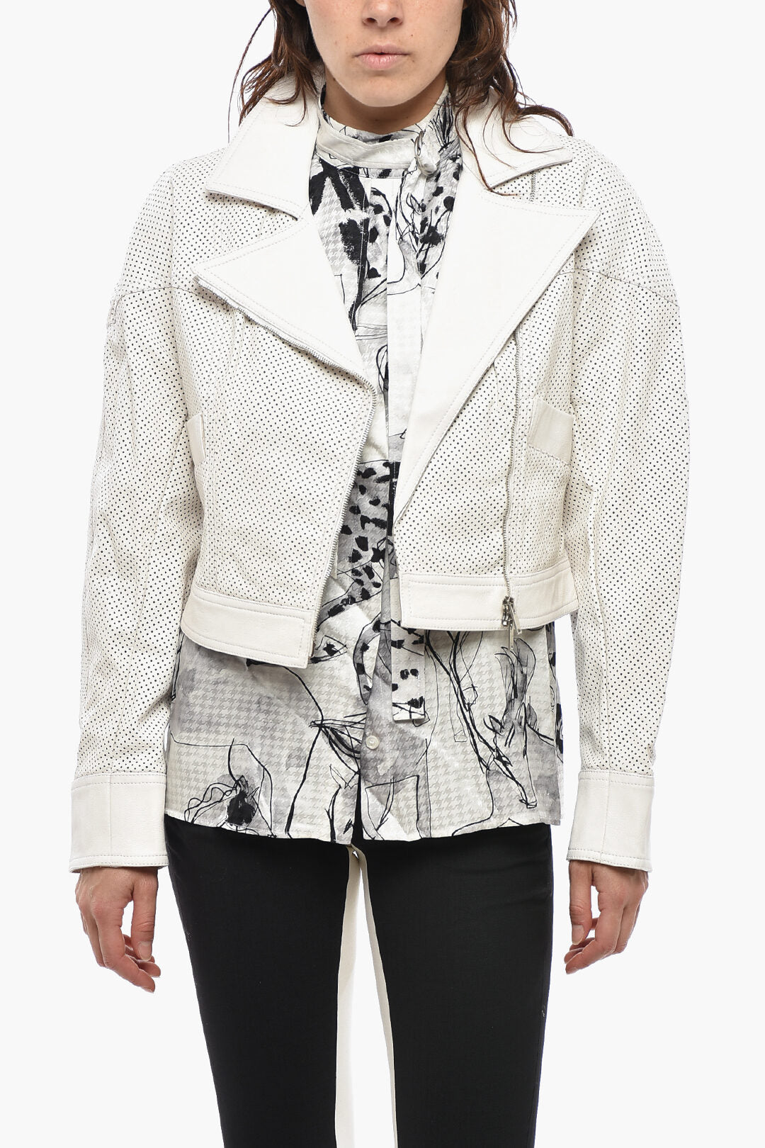 Stella McCartney 2405~Vegan Leather Jacket KARLY With All-Over Laser-Cut Details