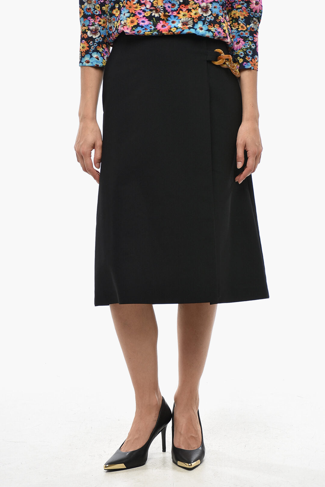 Stella McCartney 3500~Asymmetric Longuette Skirt FALABELLA with Chain Detail