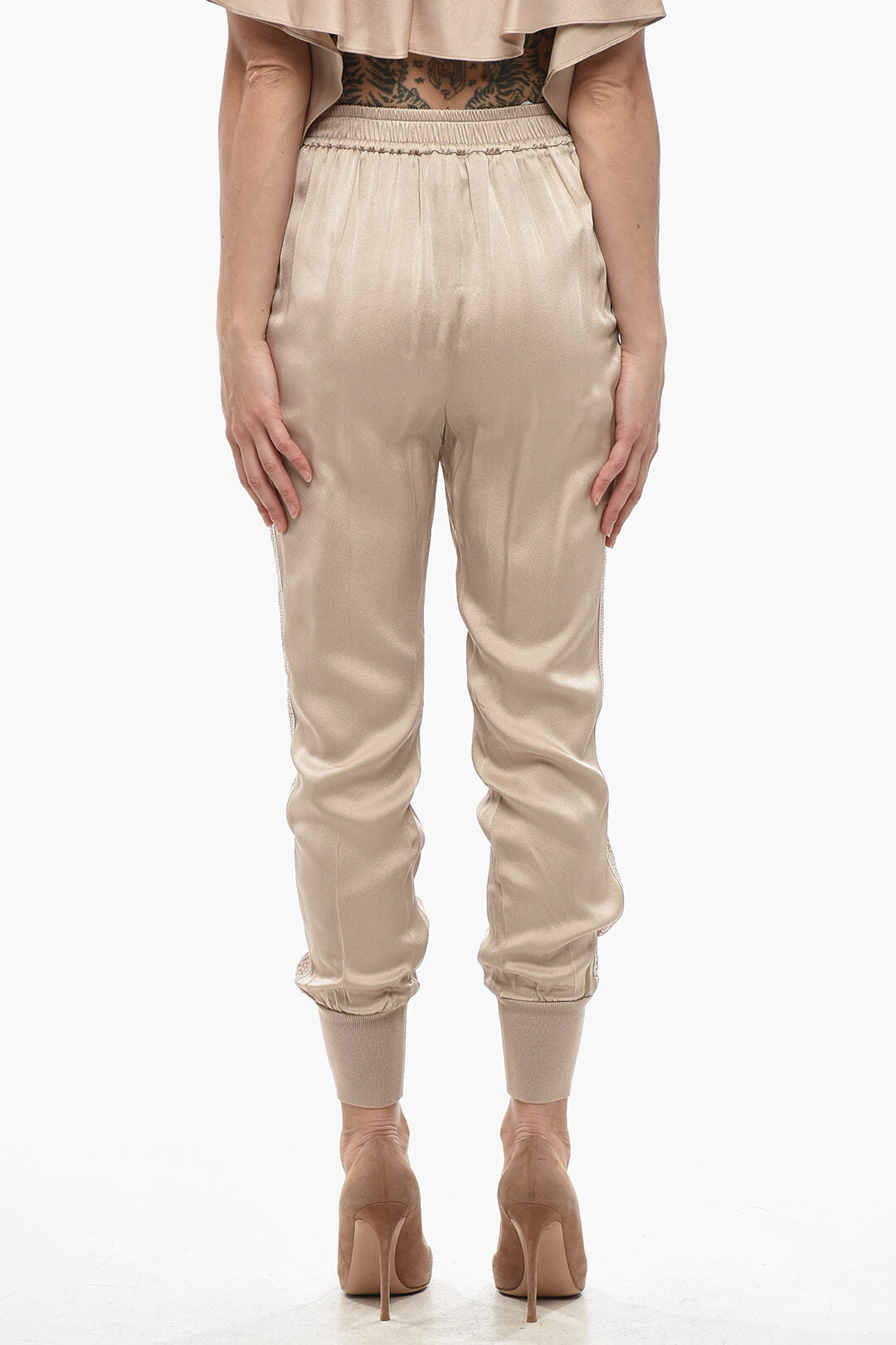 Stella McCartney 2500~Satin Trousers JULIA With See-Through Side Stripes and Cuffs, view 2