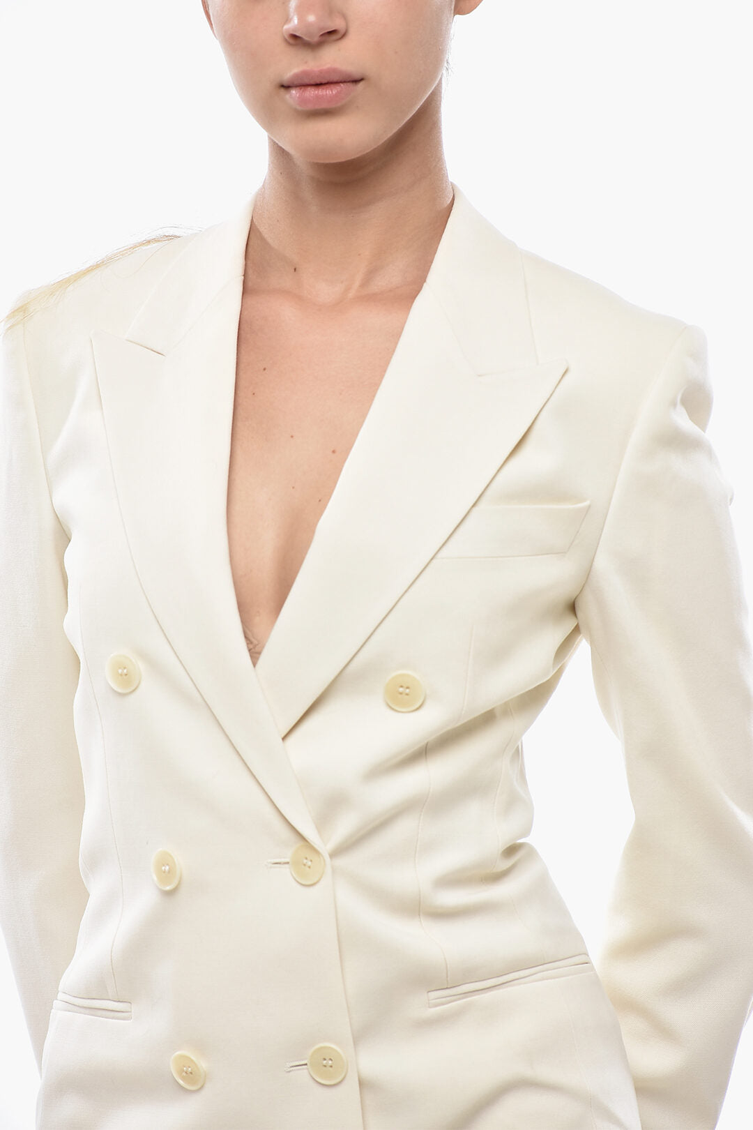 Stella McCartney 2405~Double-Breasted Blazer Dress with Peak Lapel, view 2