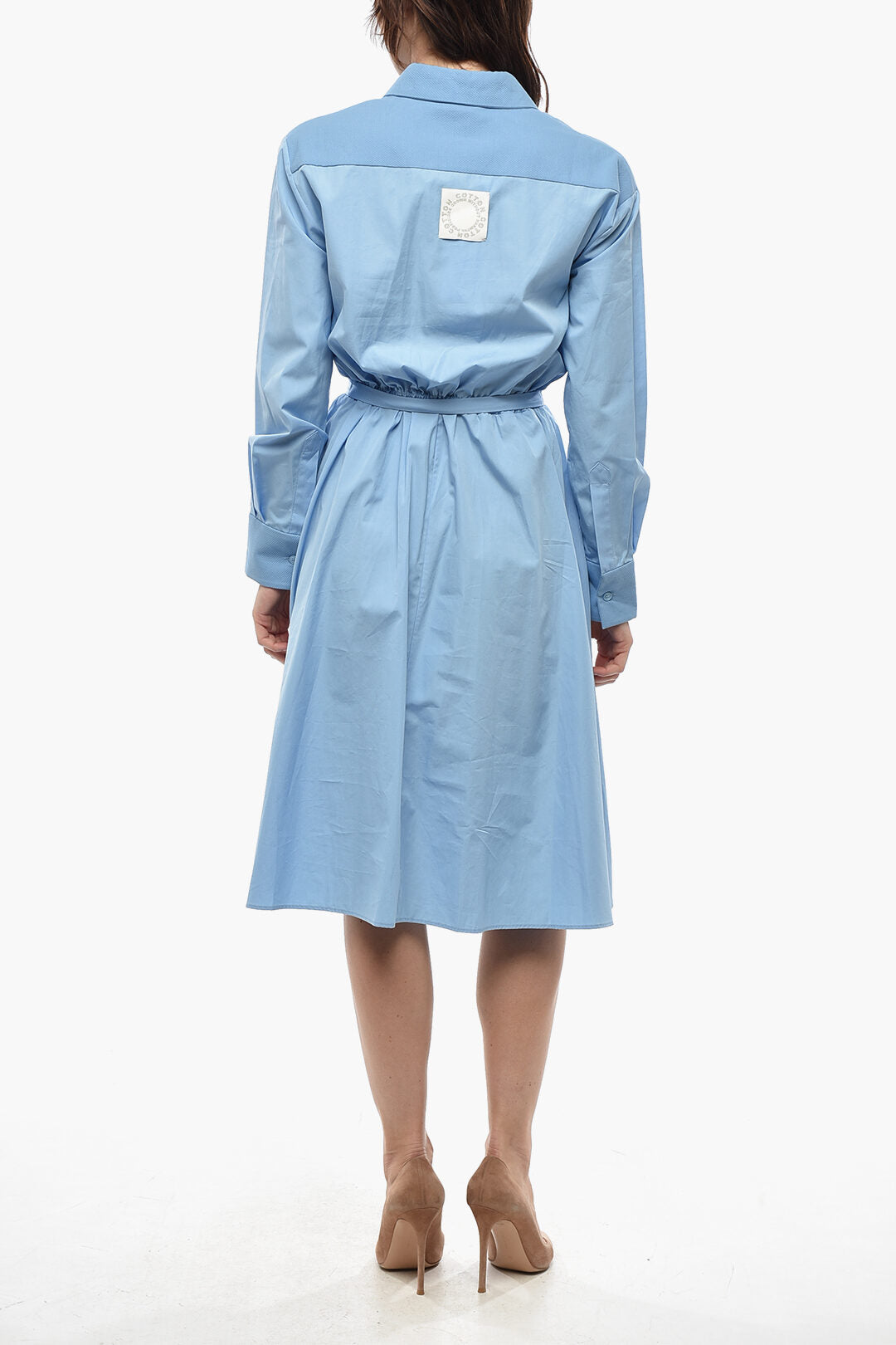 Stella McCartney 2405~Cotton Shirtdress MIA with Honeycomb Pattern and Belt, view 2