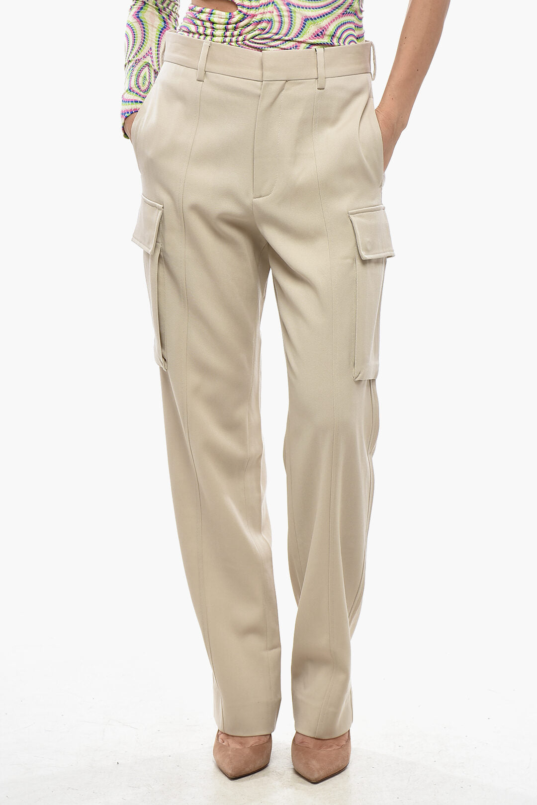 Stella McCartney 2500~Wool Cargo Pants With Concealed Closure