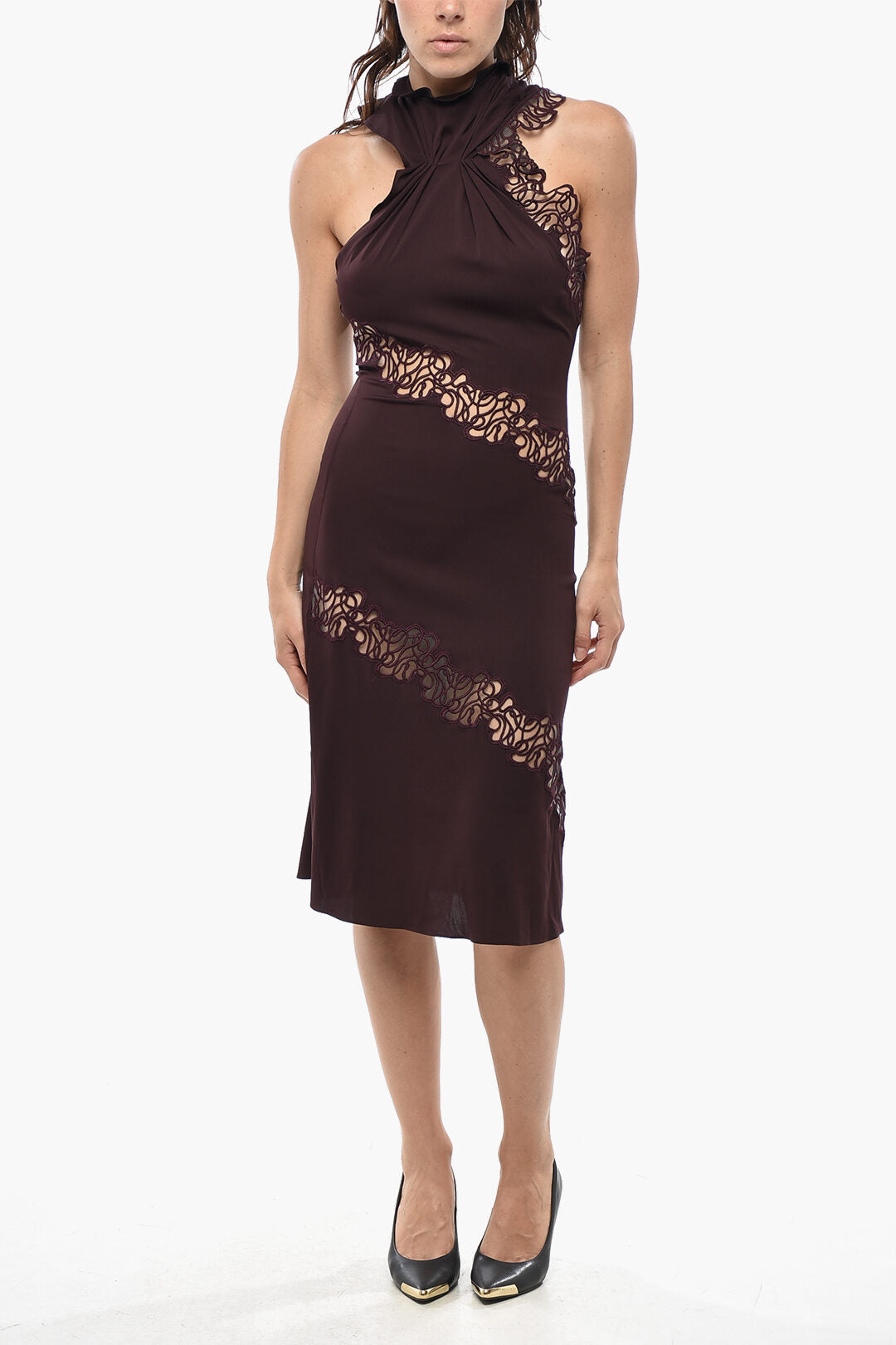 Stella McCartney 2900~Silk Draped Dress with Macramé Lace Details