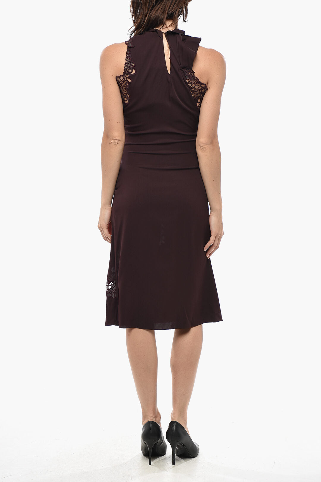 Stella McCartney 2900~Silk Draped Dress with Macramé Lace Details, view 2