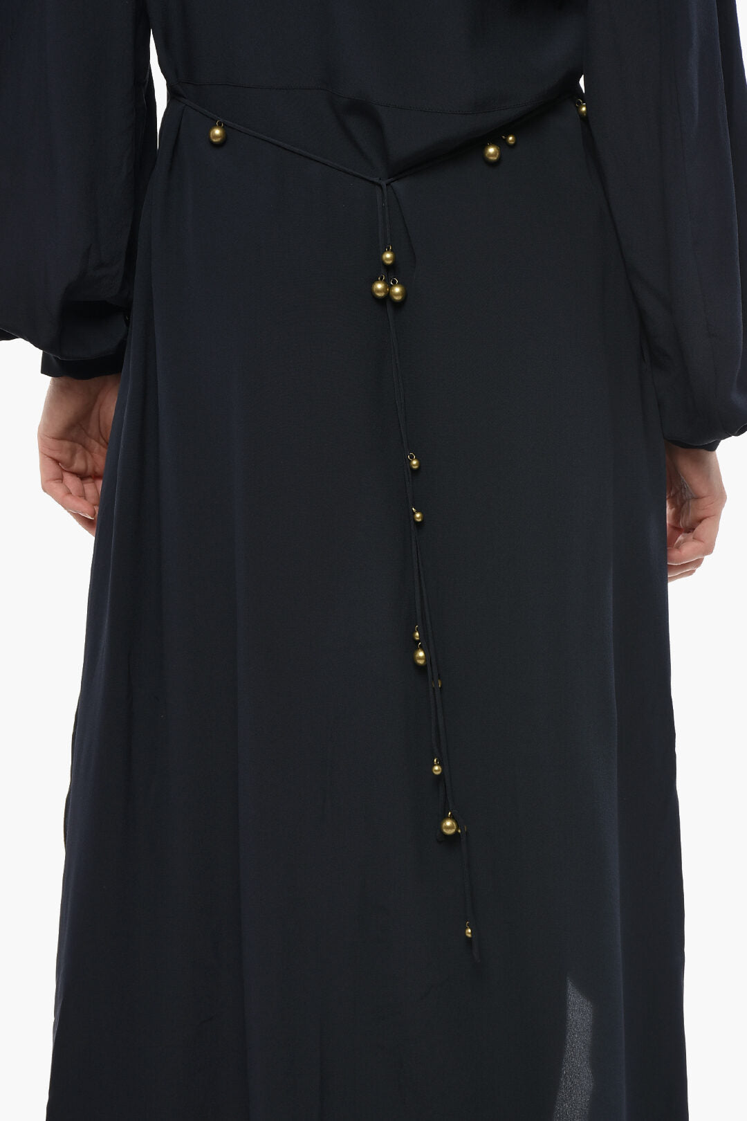 Stella McCartney 2405~Maxi Silk Crepe de Chine Dress With Long Sleeves, view 2