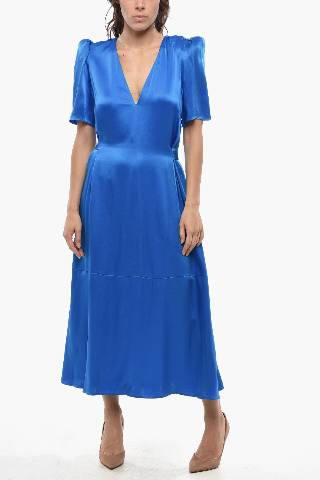 Stella McCartney 2405~Satin Dress With Belt And Padded Straps
