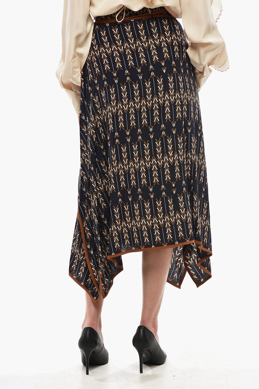 Stella McCartney 3500~Silk Skirt NORAH with Geometric Pattern and Belt