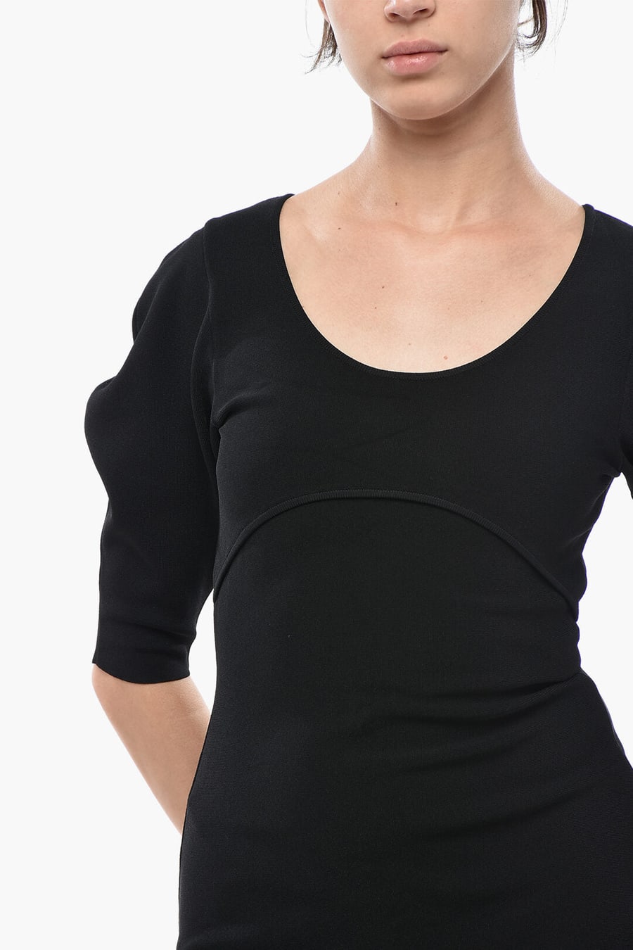 Stella McCartney 3500~Knit Mini Dress COMPACT with Flared Design, view 3