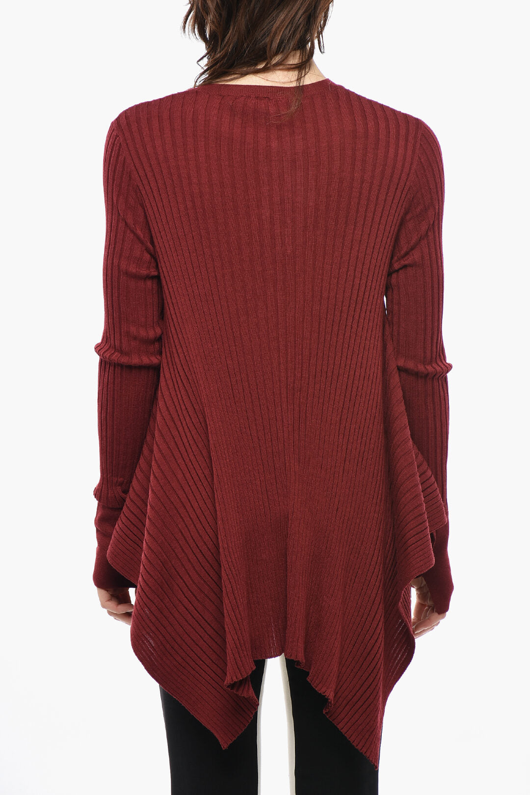 Stella McCartney 2550~Virgin Wool and Silk Ribbed Crewneck Sweater with Gold Buttons