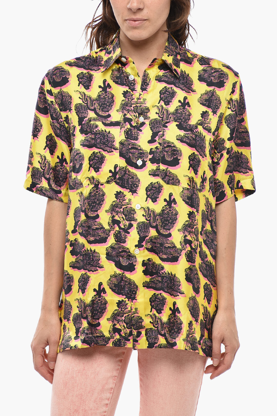 Stella McCartney 3000~Patterned Silk Shirt RICKY with Double Pocket