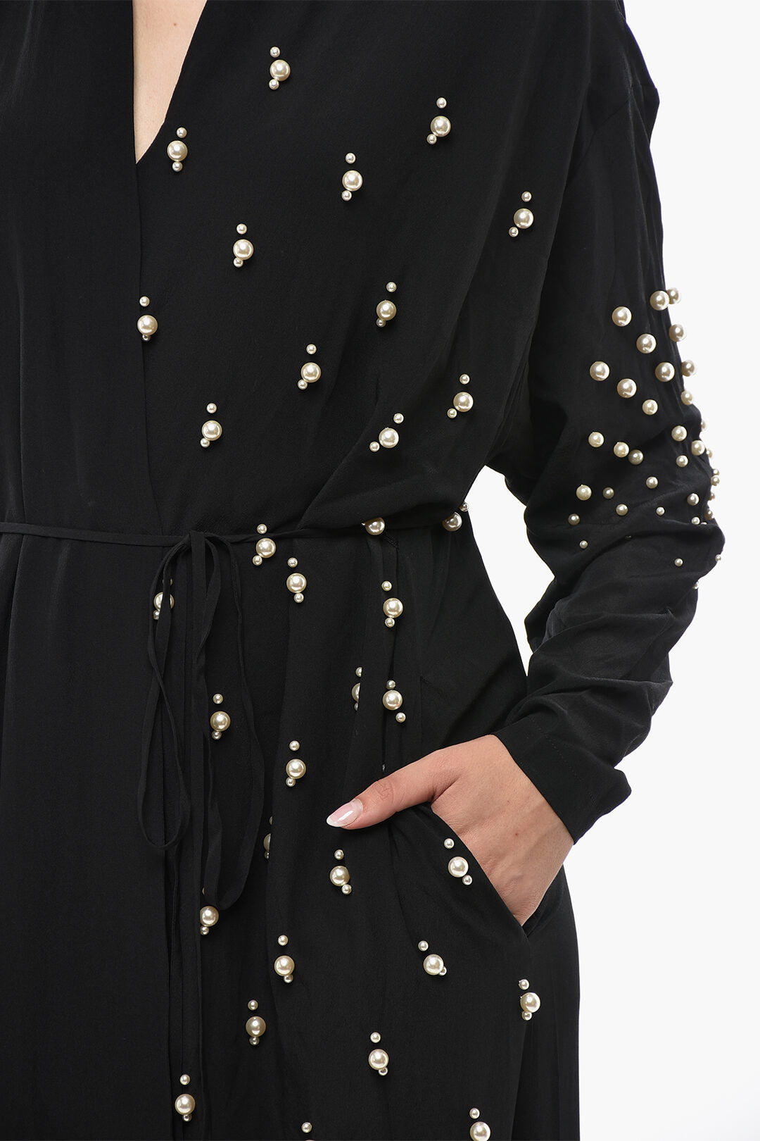 Stella McCartney 3500~Long-Sleeved Silk Dress With Bead Details, view 2