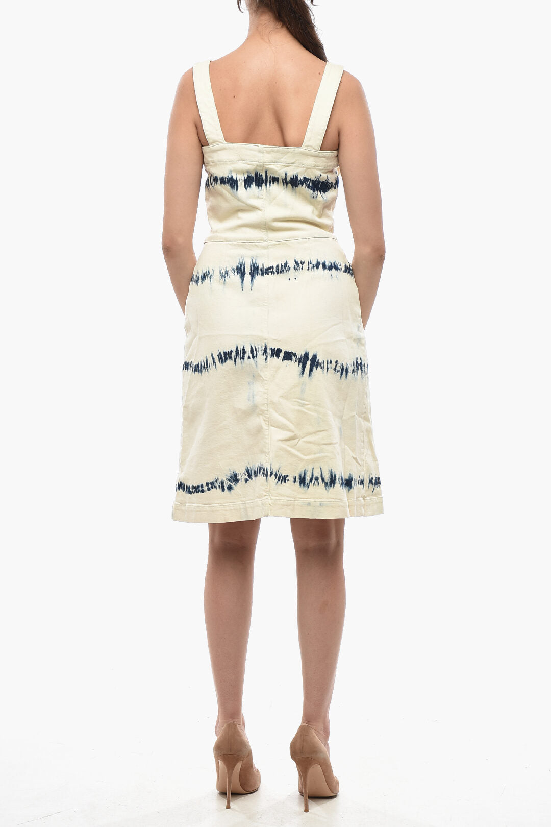 Stella McCartney 2405~Denim Tie Dye Sheath Dress With Front Buttoning, view 2
