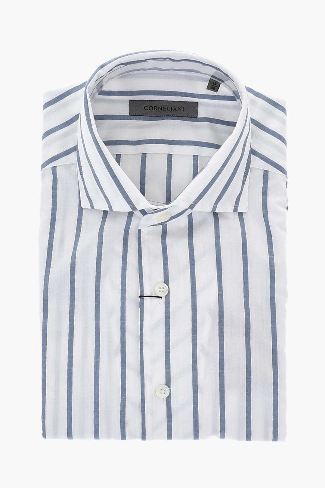Corneliani 2405~Awning-Striped Shirt With French Collar