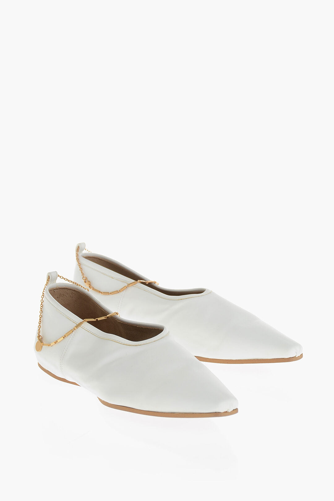 Stella McCartney 2405~Vegan Leather Pointed-Toe Ballet Flats with Removable Strap