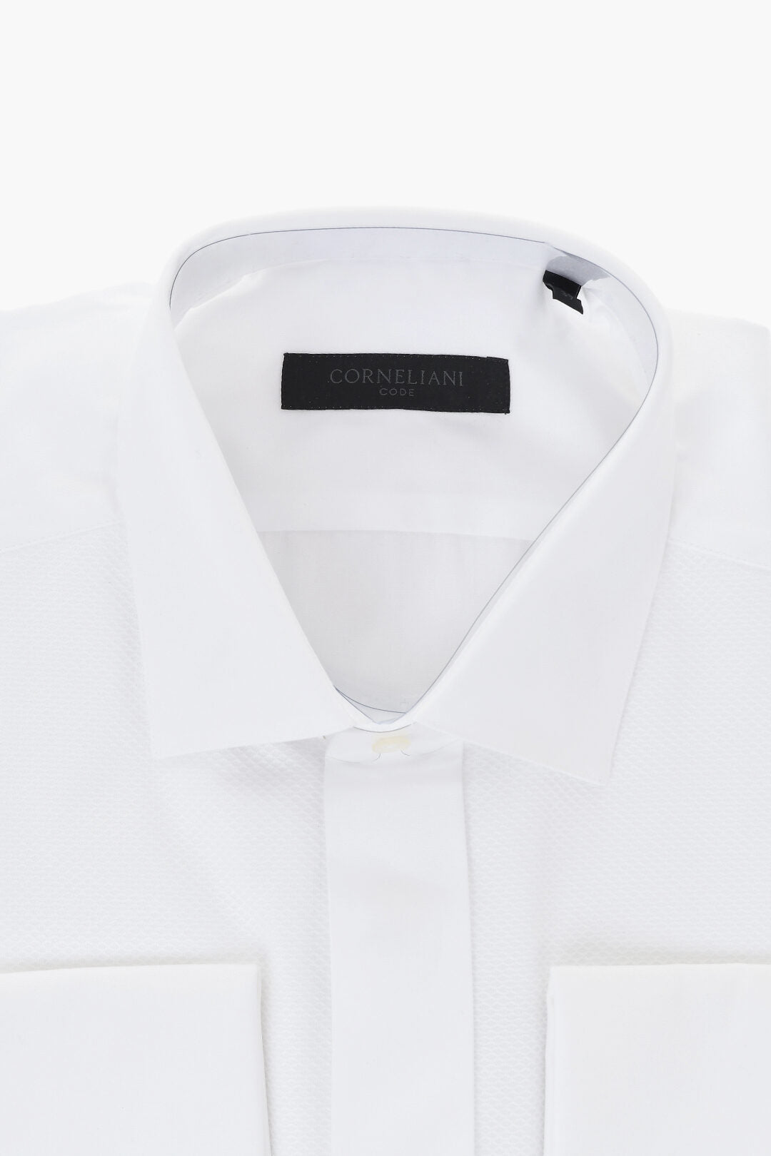 Corneliani 2405~CODE Cotton Tuxedo Shirt With French Collar, view 2