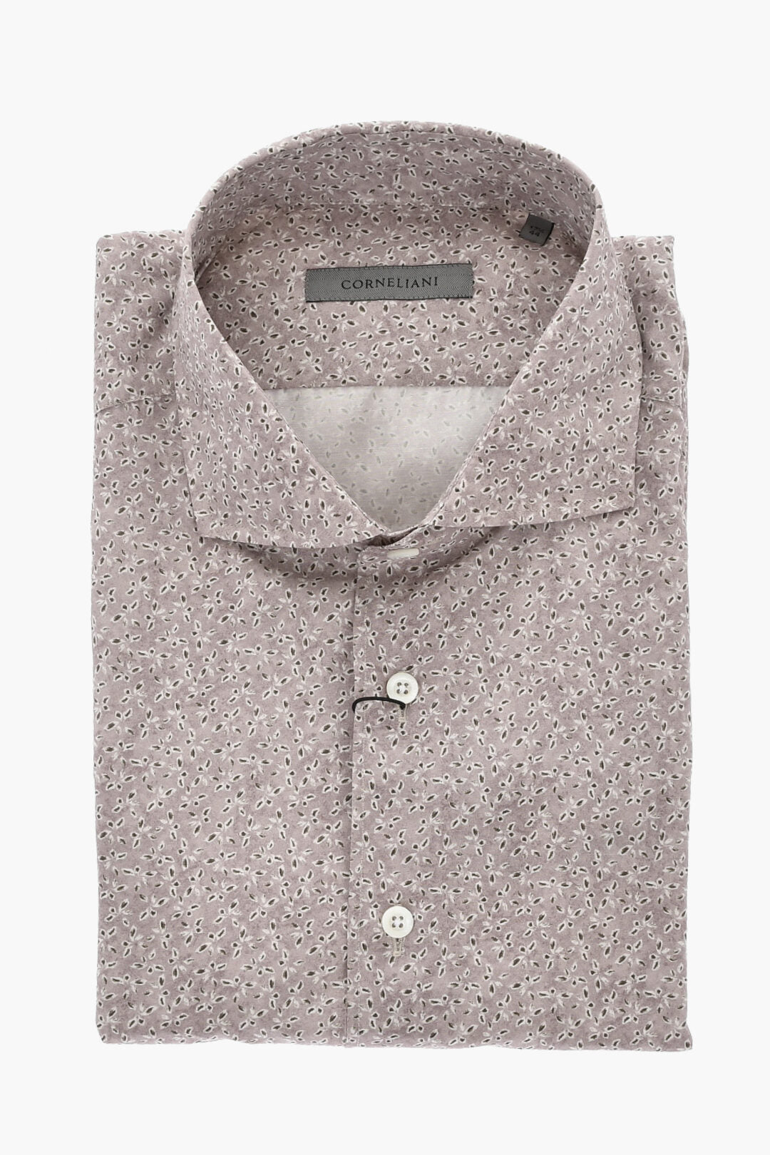 Corneliani 3050~Patterned Silk-Blend Shirt With French Collar