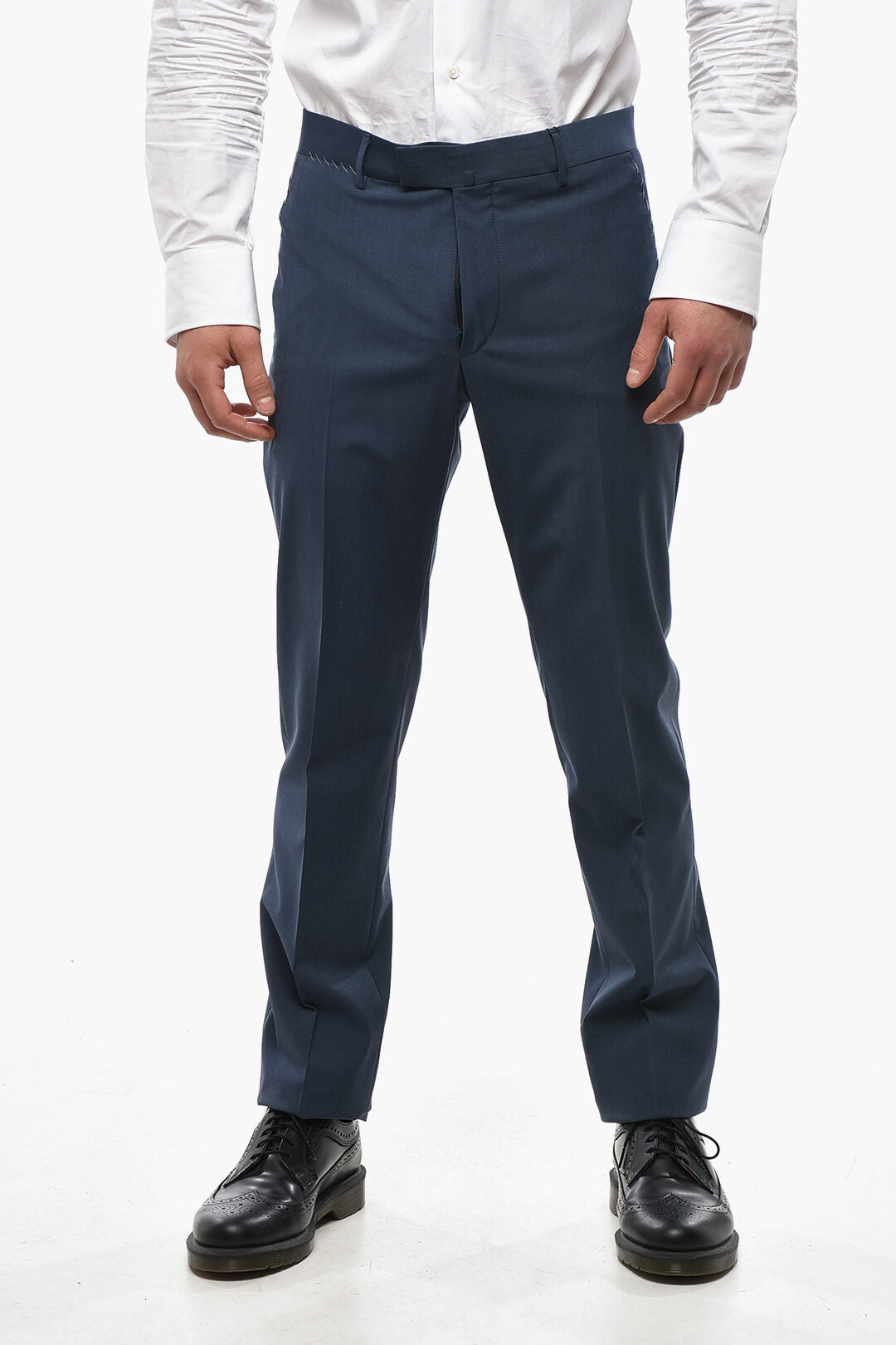Corneliani 2405~Stretch Virgin Wool Trousers ACADEMY With Hidden Closure