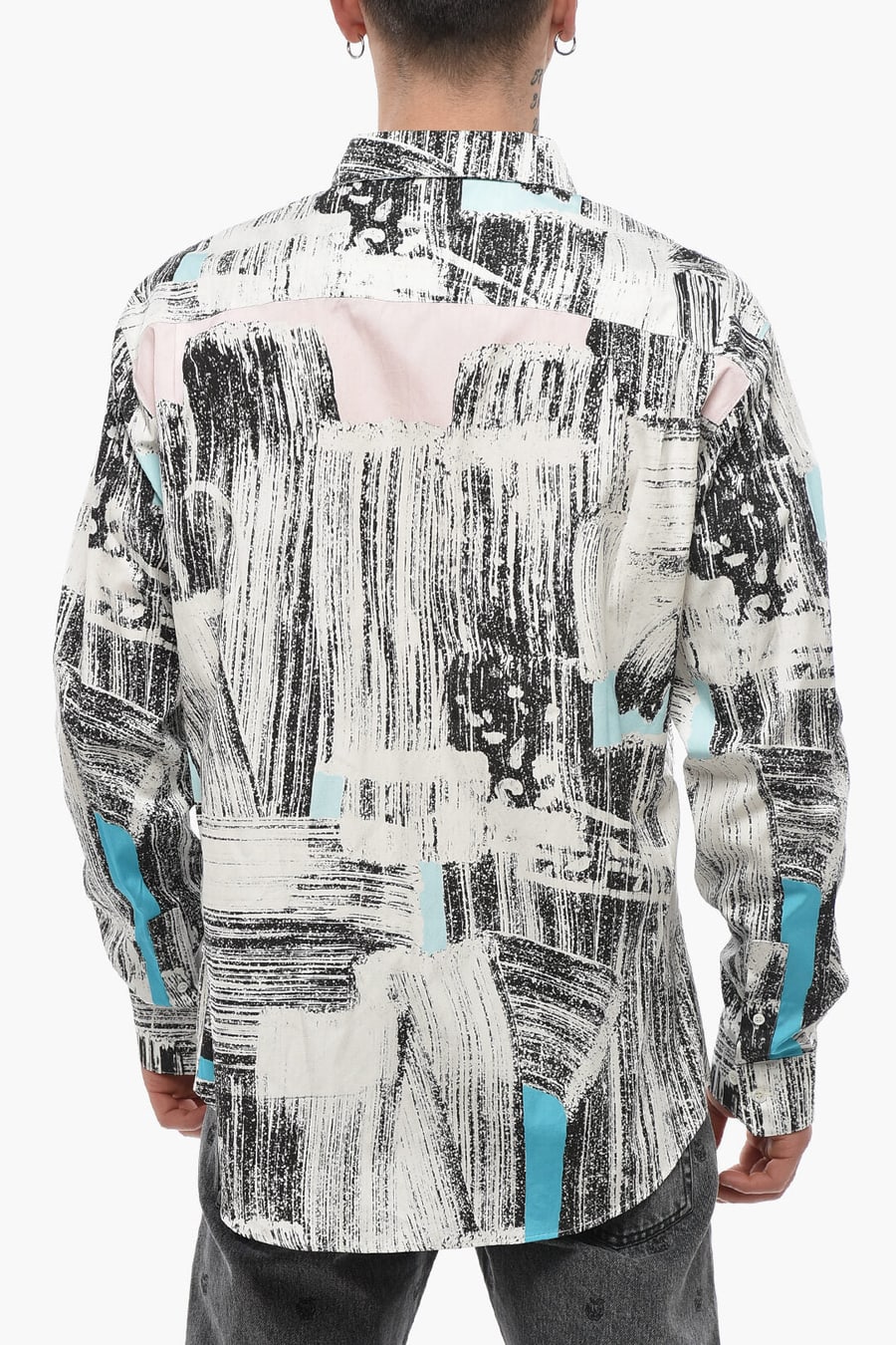 Off-White 0401~SHIRT Cotton Shirt TOMEK with Abstract Pattern