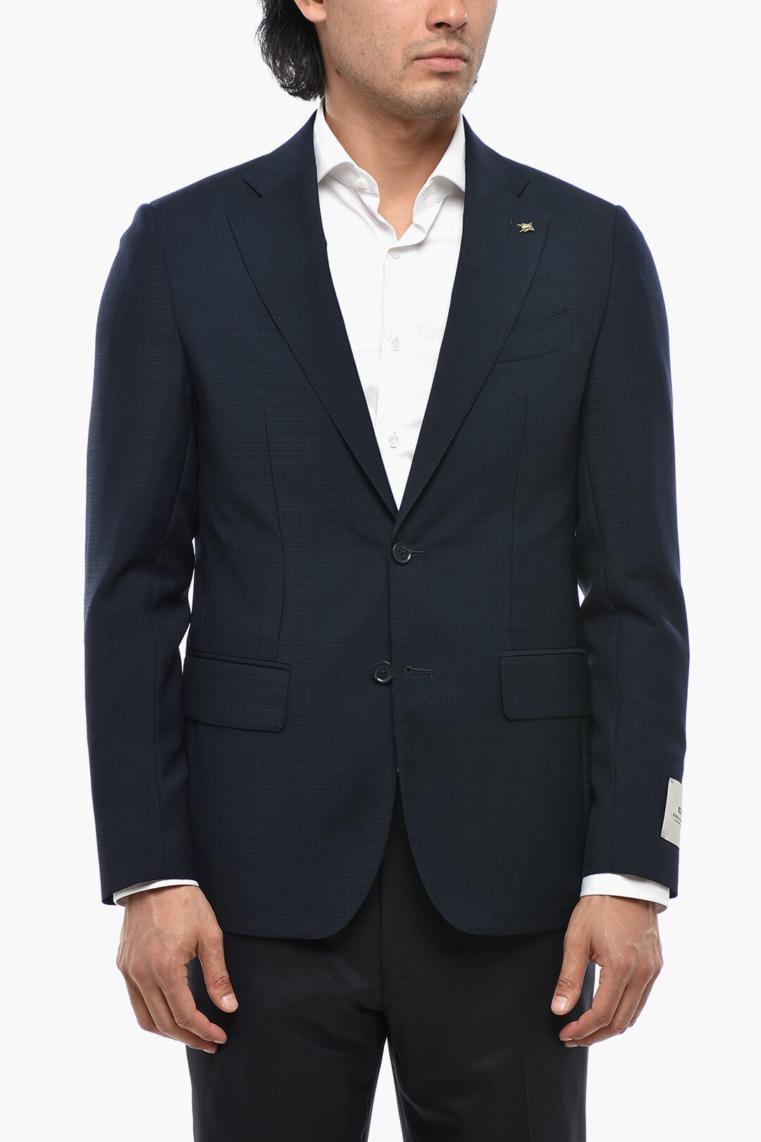 Corneliani 2405~CC COLLECTION 2-Button Virgin Wool and Mohair Jacket with Flap Pockets