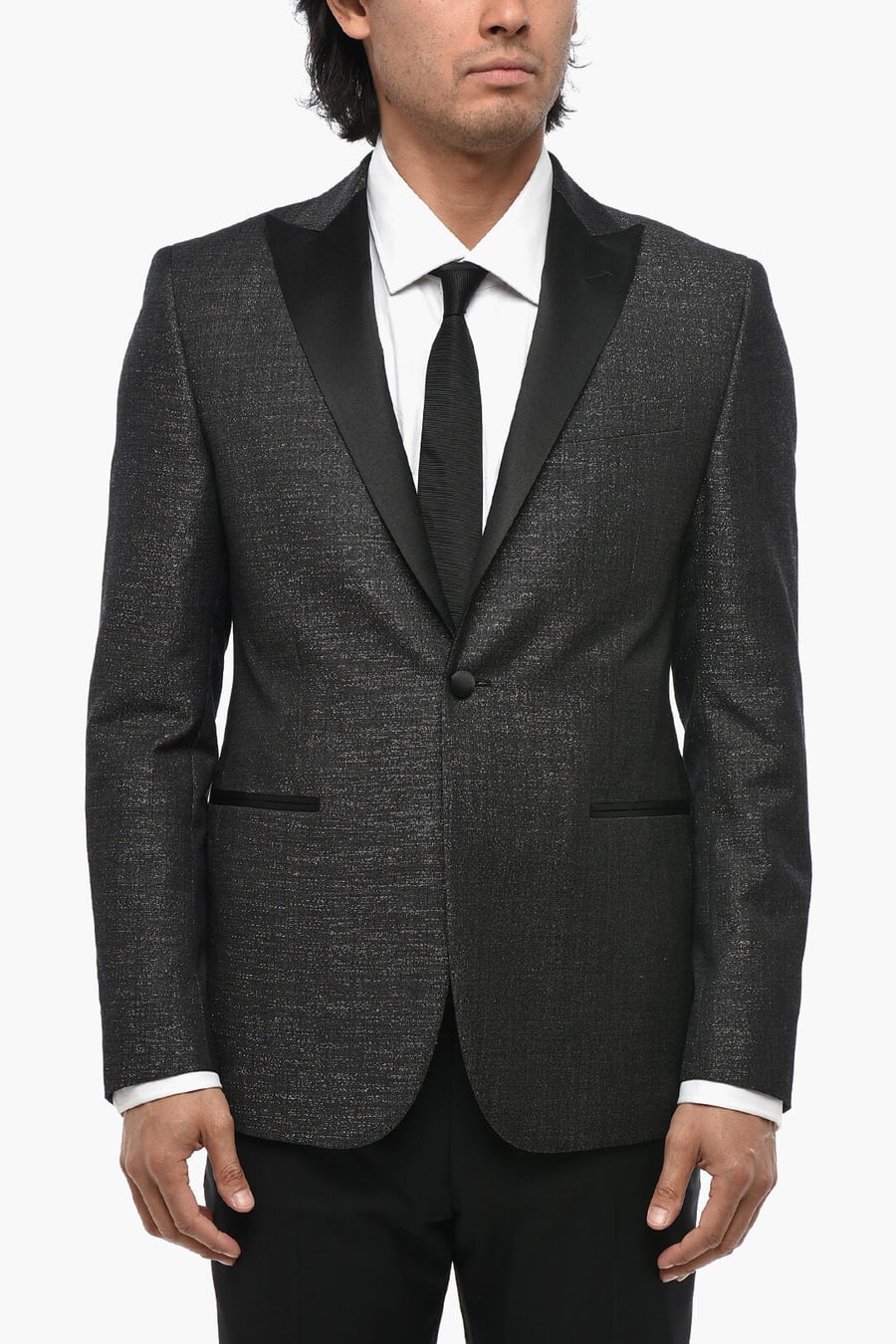 Corneliani 3500~CODE Lurex Blazer With Satin Peak Lapel