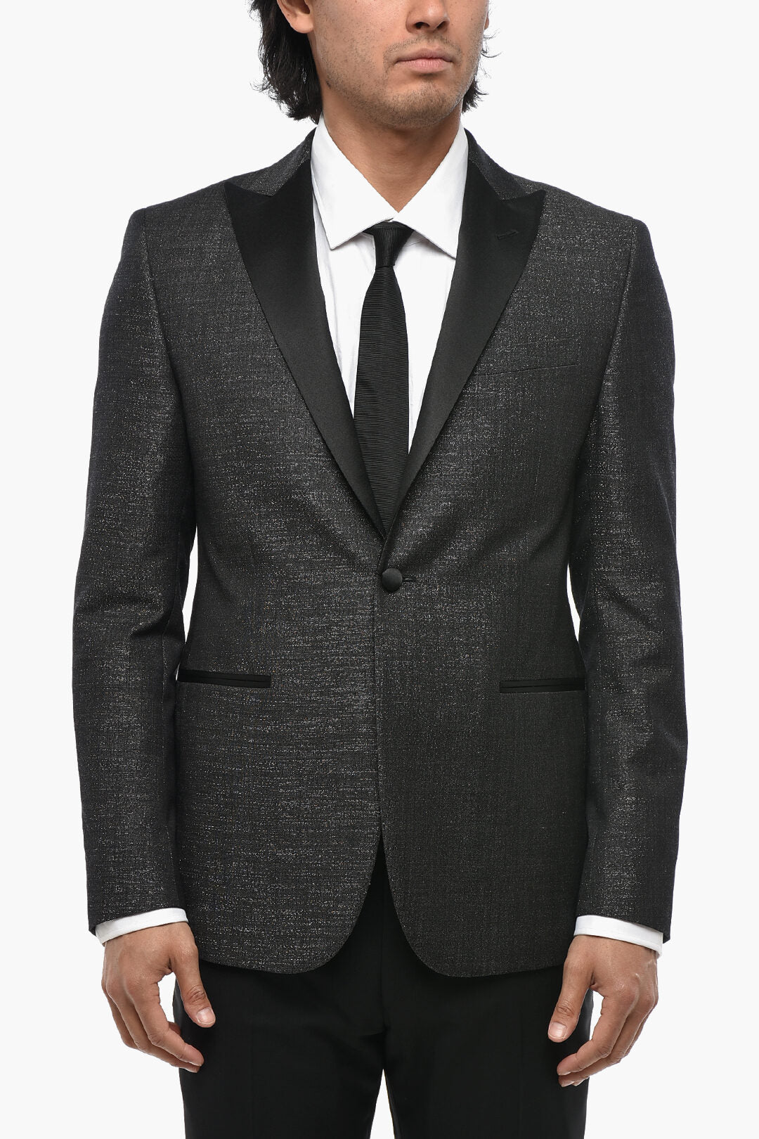 Corneliani 3500~CODE Lurex Blazer With Satin Peak Lapel
