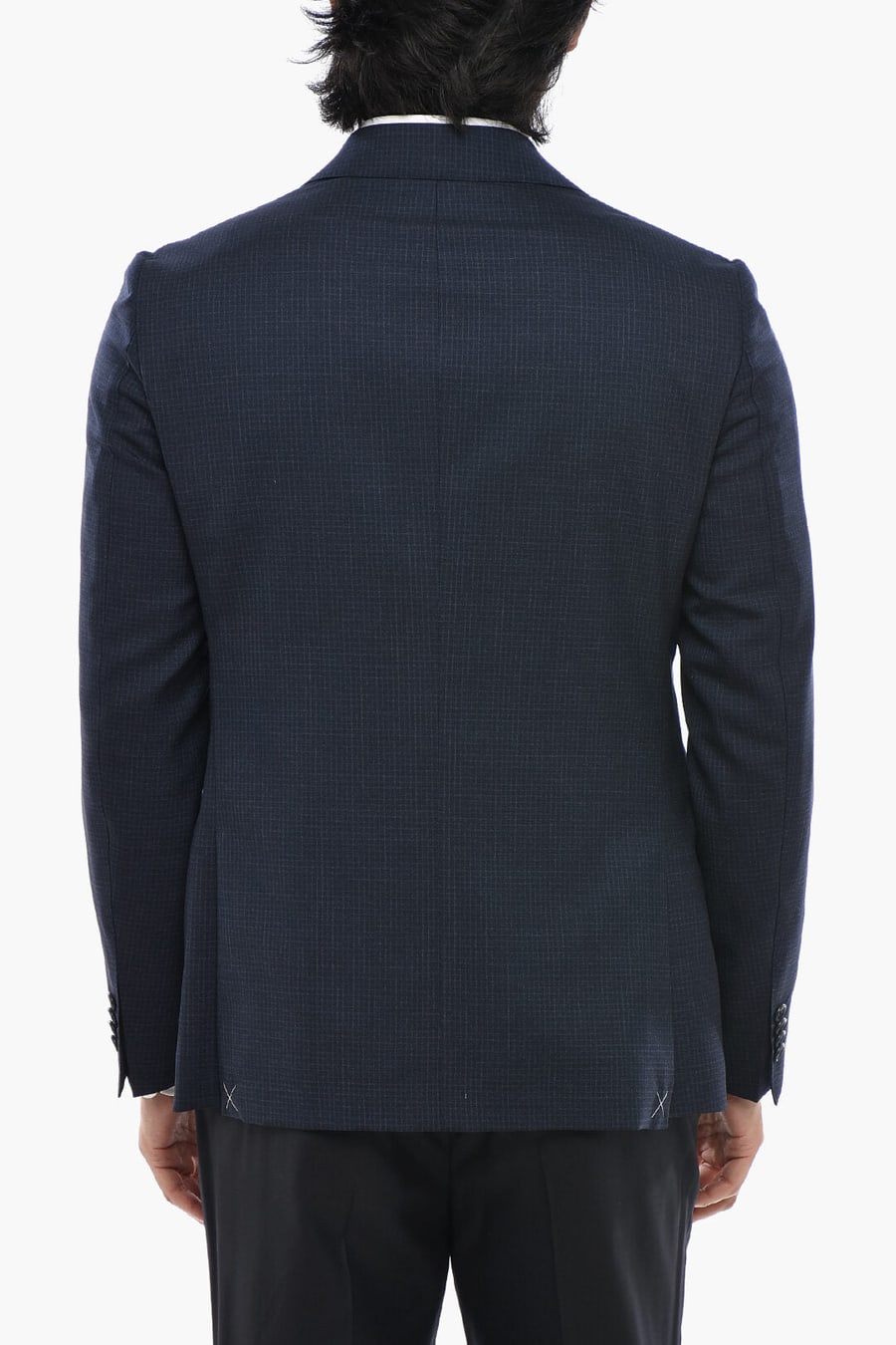 Corneliani 2405~CC COLLECTION 2-Button Ripstop Virgin Wool Checked Blazer, view 2