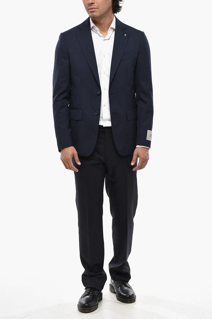 Corneliani 2405~CC COLLECTION 2-Button Ripstop Virgin Wool Checked Blazer, view 3