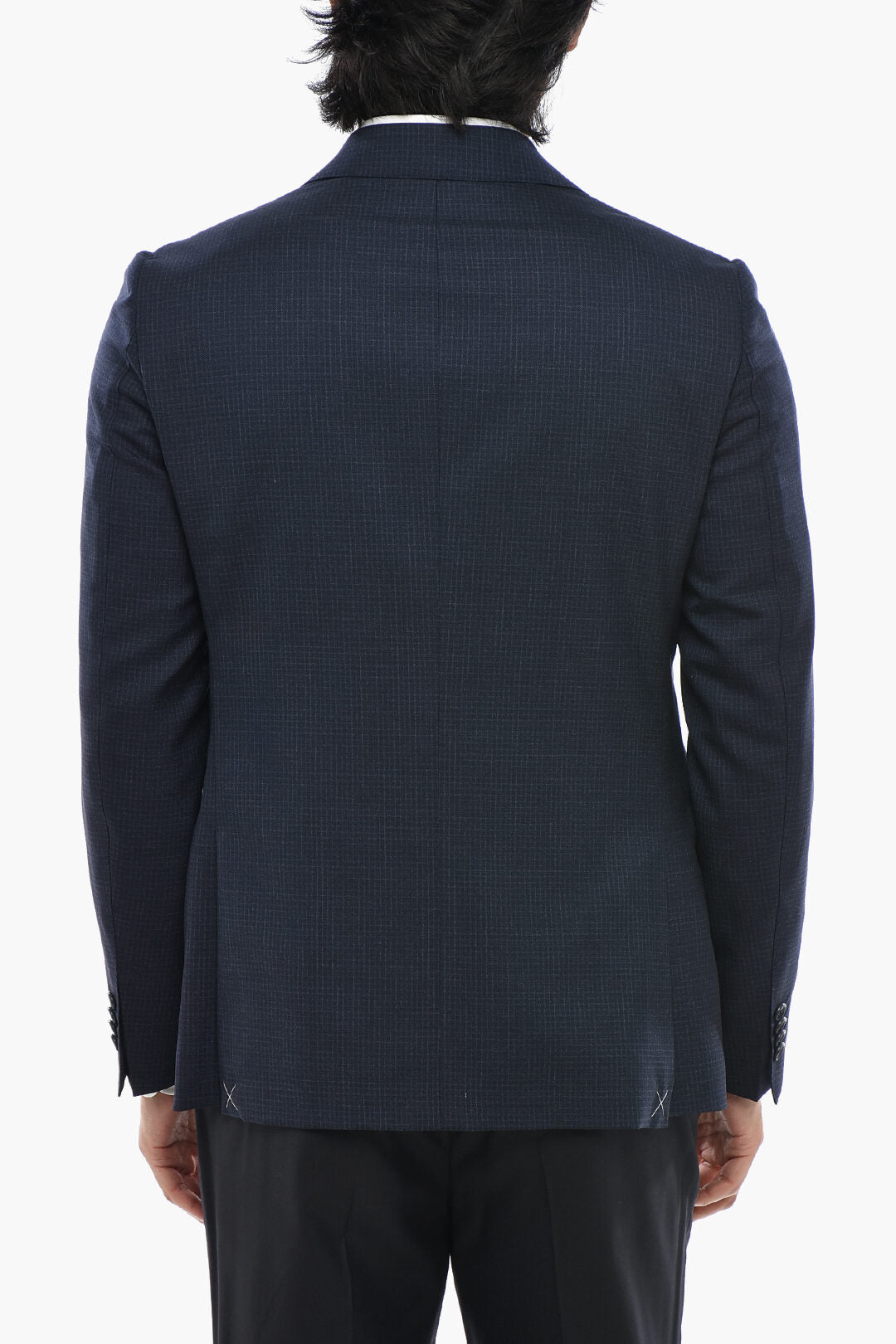 Corneliani 2405~CC COLLECTION 2-Button Ripstop Virgin Wool Checked Blazer, view 2