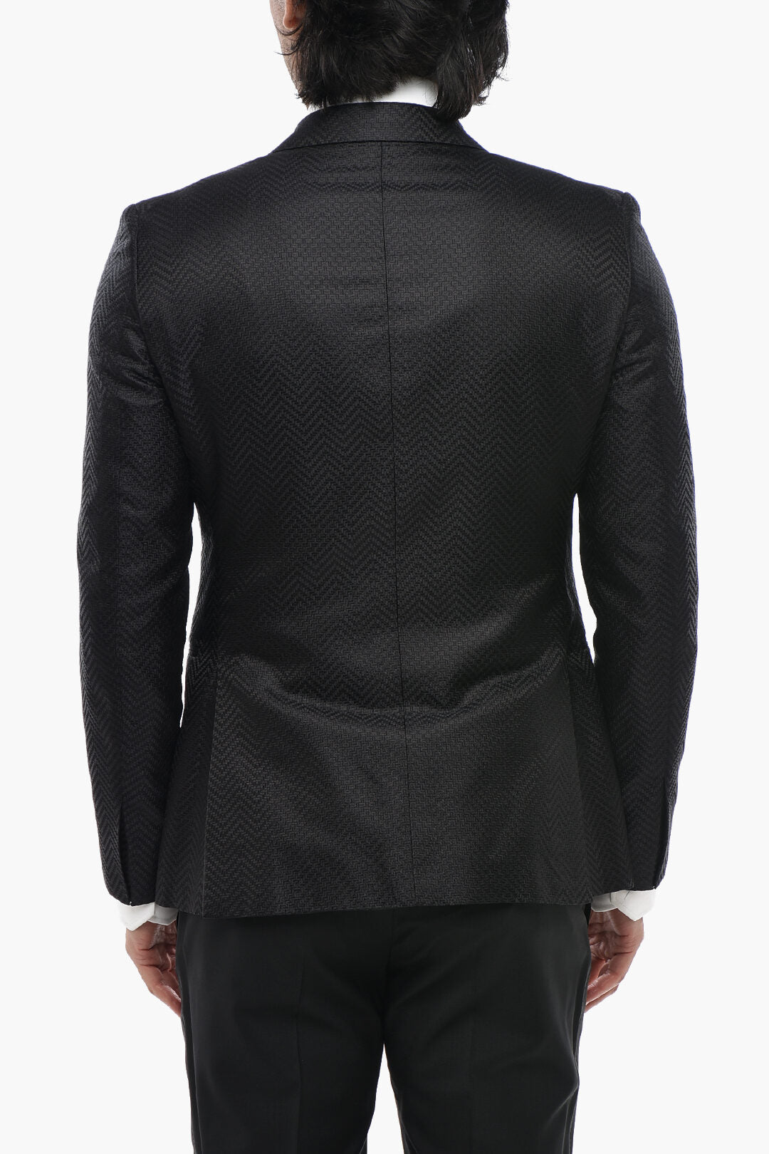 Corneliani 3500~CODE Silk Jacquard Blazer With Satin Peak Lapel