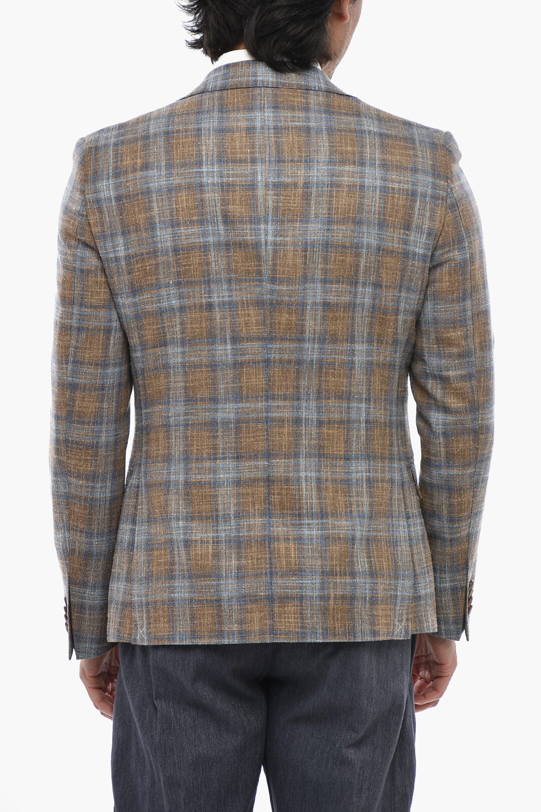 Corneliani 2405~CC COLLECTION 2-Button Plaid Jacket with Flap Pockets, view 2