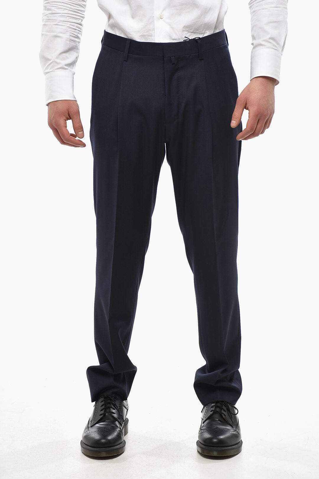 Corneliani 2405~CIRCLE Virgin Wool Trousers with Belt Loops