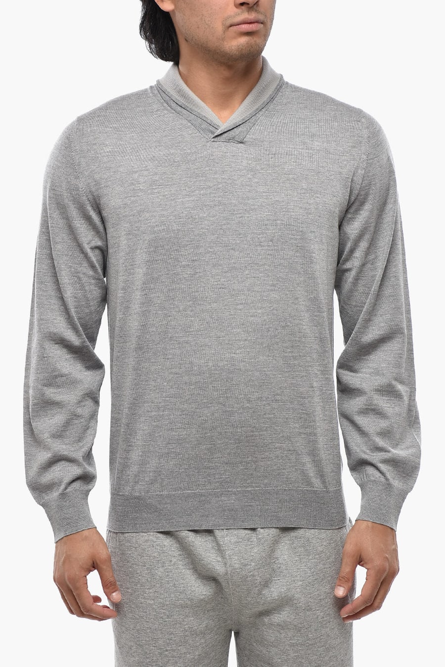 Corneliani 2470~Solid Virgin Wool V-Neck Sweater